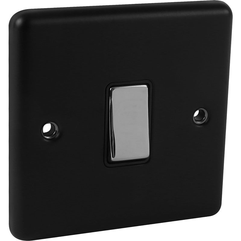 Matt Black 1 Gang Intermediate Switch with Polished Chrome Rocker W05MBPC image 0