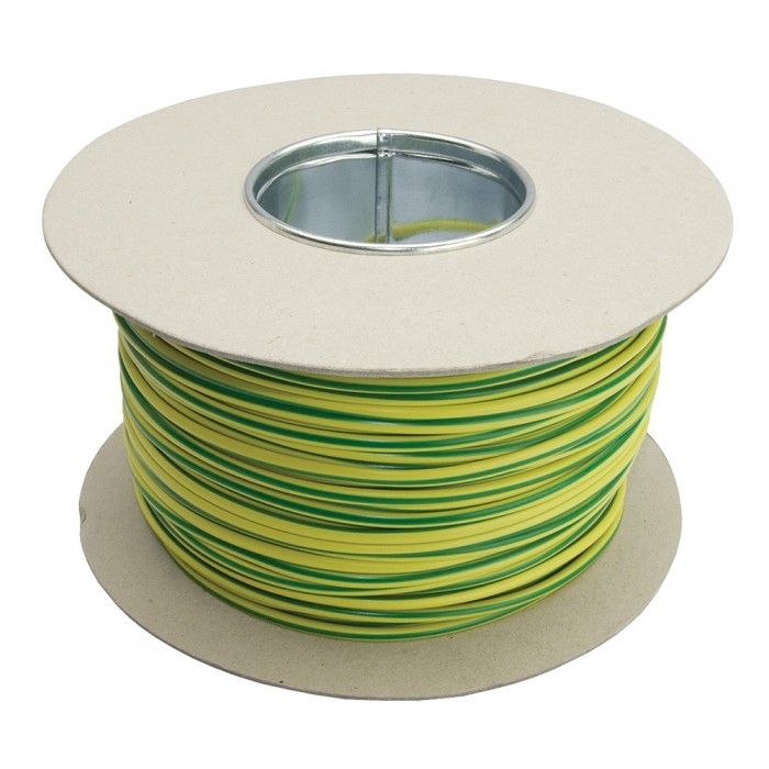 3mm PVC Cable Sleeving - Green / Yellow (Earth) - 100M Drum image 0