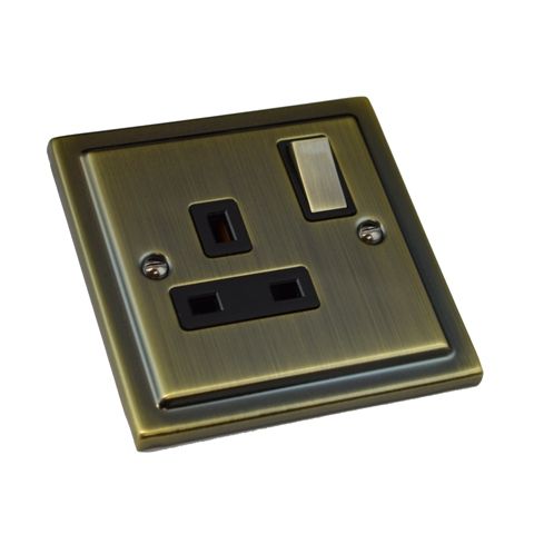 Antique Brass Single 1 Gang  13a Socket R06AB image 0