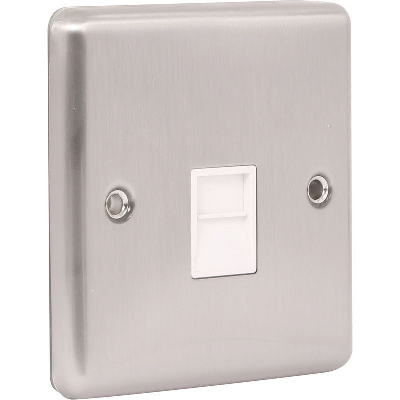 Brushed Steel Telephone BT Master Socket W45BSW image 0
