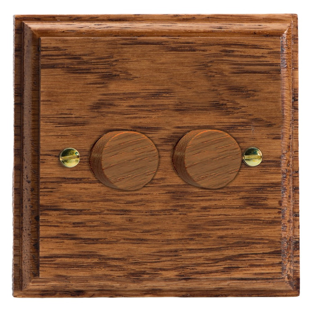 Varilight Kilnwood 2-Gang 2-Way V-Dim Push On/Off Rotary Dimmer 2 x 40-250W - HK4MO image 0