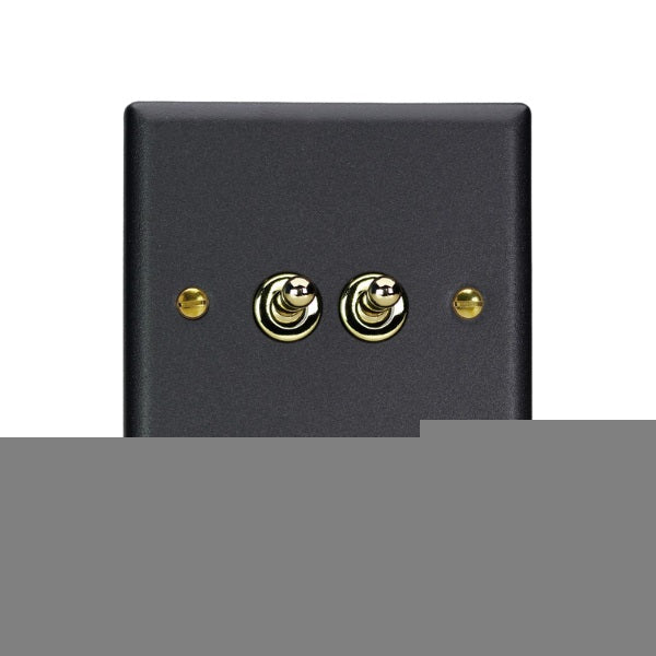 Varilight Vogue Matt Black 2-Gang 10A Intermediate Toggle Switch - XYT77V.MB image 0