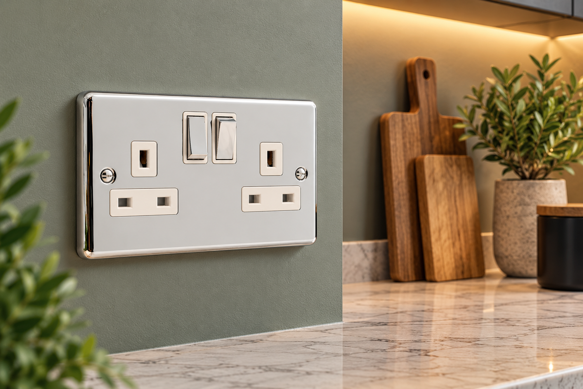 Polished Chrome Double 2 Gang 13a Socket - W07PCW