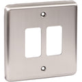 Brushed Chrome 2 Gang Grid Plate - WGP2GBC image 0