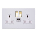 Varilight Primed 2-Gang 13A Single Pole Switched Socket with 1x USB A & 1x USB C Charging Ports – XDY5UACVWS.PD image 0