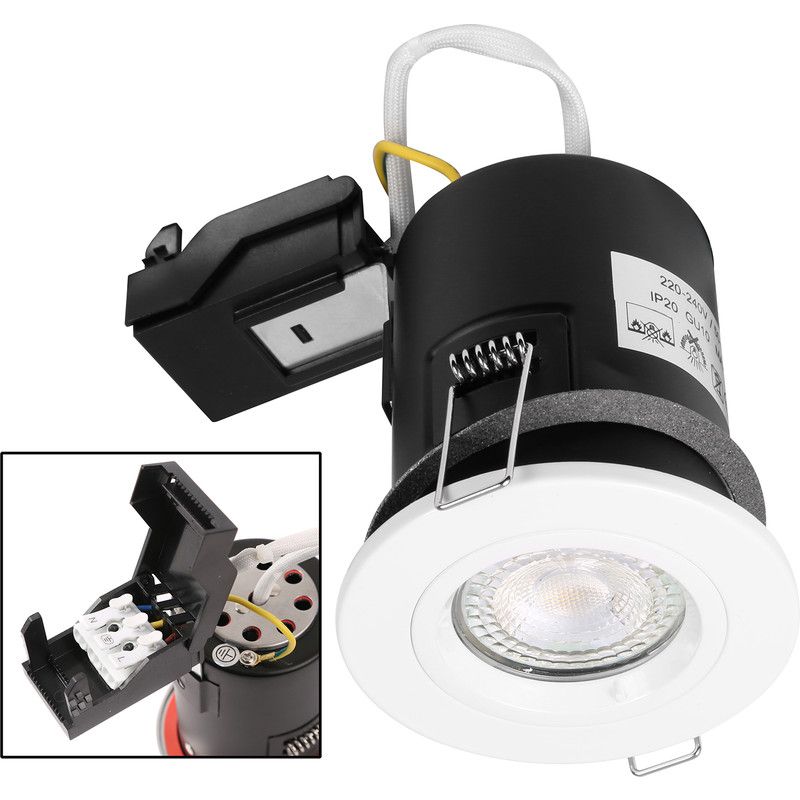 White Fixed Fire Rated Downlight GU10 IP20 with Quick Connectors VUEP542 image 0