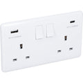 White USB Switched Socket 2 Gang 3.1A USB A & C Type - ST67W image 0