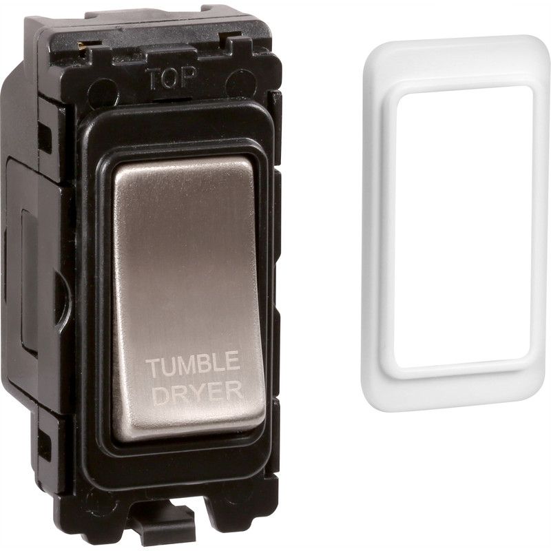 Brushed Chrome 20A DP Engraved Grid Switch - Tumble Dryer - GSTDBC image 0
