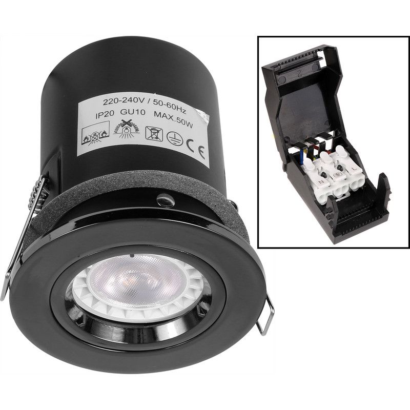 Black Nickel Fixed Fire Rated Downlights with Push Connection - VUEP541 image 0