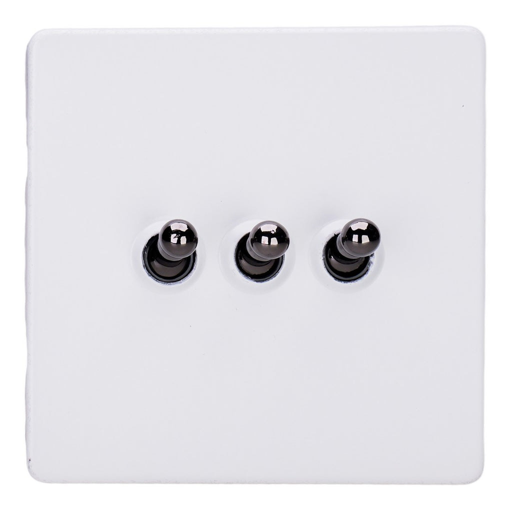 Varilight Primed 3-Gang 10A 1- or 2-Way Toggle Switch with Iridium Toggle - XDYT3IS.PD image 0