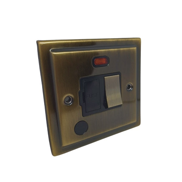 Antique Brass 13A Switched Fuse Spur with Neon R39AB image 0