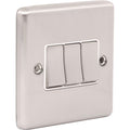 Brushed Steel 3 Gang Treble 10A Light Switch W03BSW image 0