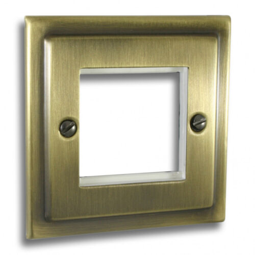 Antique Brass 1 Gang 2 Data Modules Plate - R63AB image 0