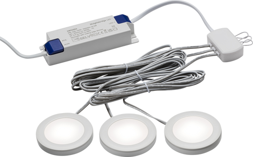 230V IP20 2.5W LED Dimmable Under Cabinet Lights in White - Pack of 3 - 4000K - UNDKIT3WCW image 0
