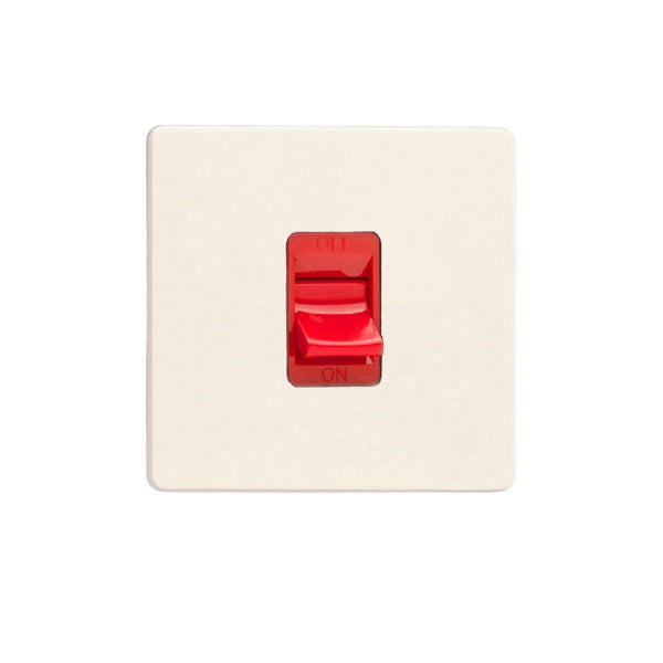 Varilight Primed 45A Cooker Switch (Single Plate, Red Rocker) - XDY45SS.PD image 0