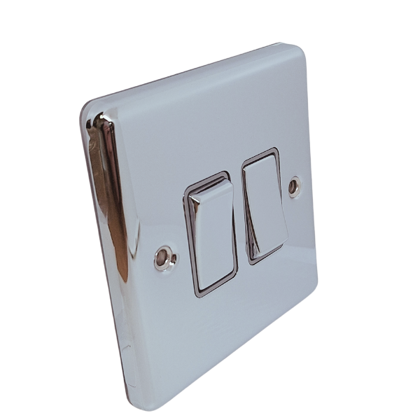 Polished Chrome 2 Gang Double 10A Light Switch – W02PCG image 0