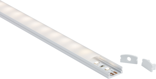 1M Aluminium Profile - Surface Mount Flat in White - 1MSURW image 0