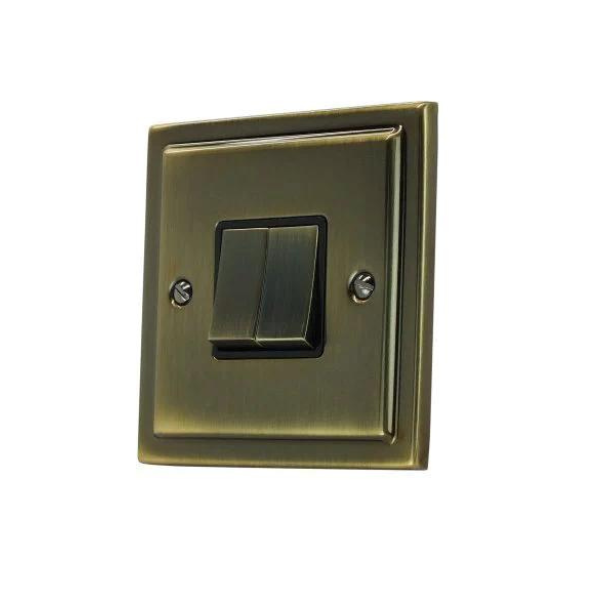 Antique Brass 2 Gang Double 10a Light Switch R02AB image 0