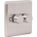 Brushed Steel 2 Gang 400W Dimmer Switch W23BC image 0
