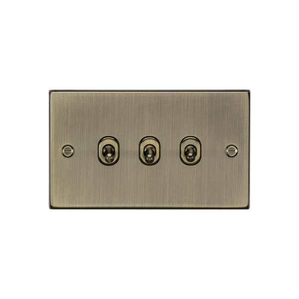 Antique Brass 10AX 3G 2-way Toggle Switch - CSTOG3AB image 0
