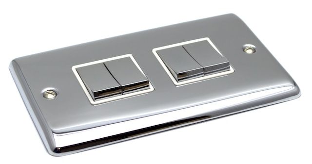 Definition Polished Chrome 4 Gang Quad 10a Light Switch - D04PCW image 0