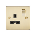 Brushed Brass13A 1G DP Switched Socket with Black Insert - FPR7000BB image 0