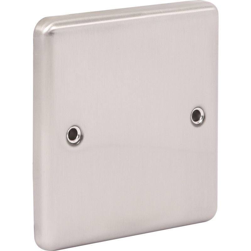 Brushed Steel Single Blanking Plate W49BS image 0