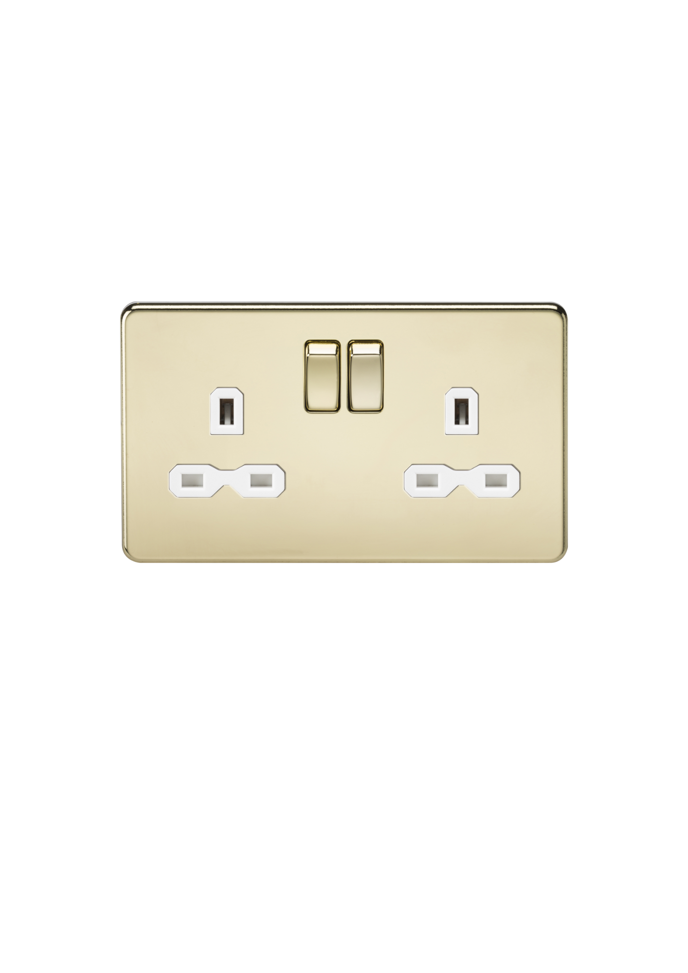Polished Brass 13A 2G DP Switched Socket with Twin Earths with White Insert - SFR9000PBW image 0
