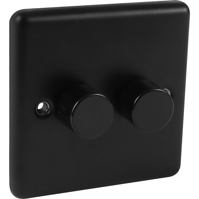 Matt Black 2 Gang 5w-150w Intelligent LED Dimmer - W11MBB-IN25 image 0