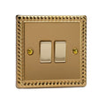 Varilight Georgian Brass 2-Gang (10A Intermediate Switch + 10A 1- or 2-Way Rocker Switch) - XG71D image 0