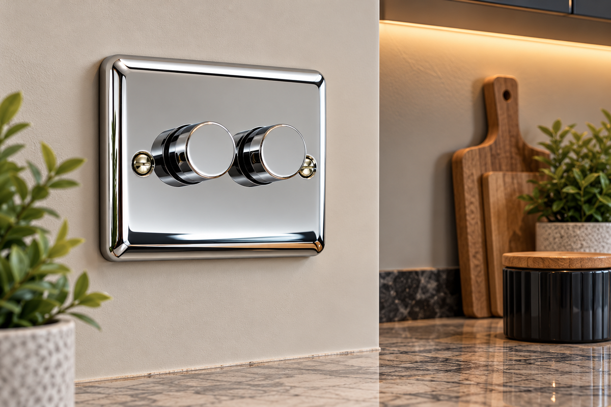 Definition Polished Chrome 2 Gang 250W Dimmer Switch D11PC