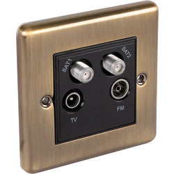 Windsor Antique Brass TV/Satellite Socket 1 Gang Satellite/TV/FM - W57AB image 0