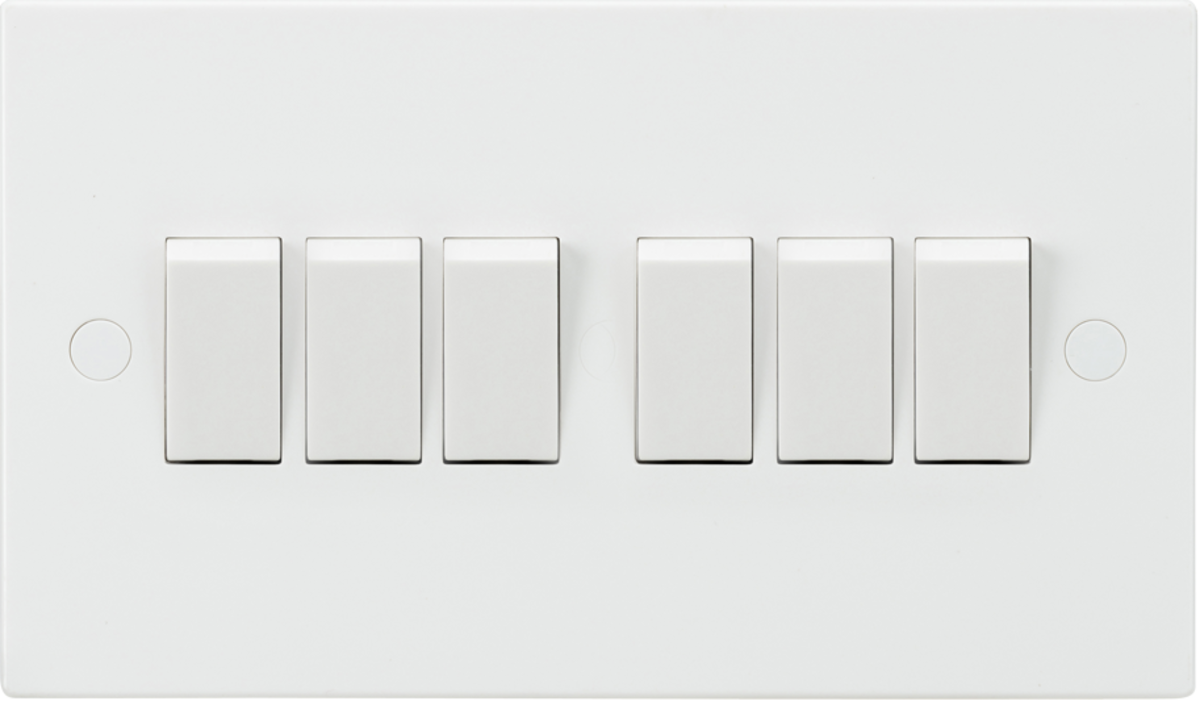 6 Gang 2 Way Light Switch Square SN4200 image 0