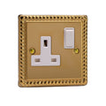 Varilight Georgian Brass 1-Gang 13A Double Pole Switched Socket - XG4W image 0
