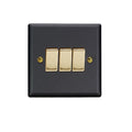 Varilight Vogue Matt Black 3-Gang 10A 1- or 2-Way Rocker Switch - XY3V.MB image 0