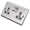 Brushed Steel Double 2 Gang 13a Socket W07BSG image 0