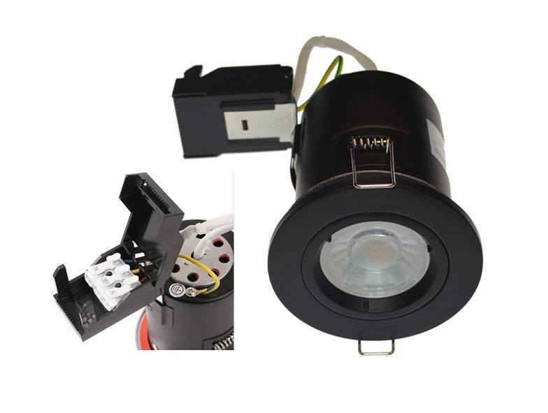 Matt Black Fixed Fire Rated Downlights with Push Connection - VUEP565 image 0