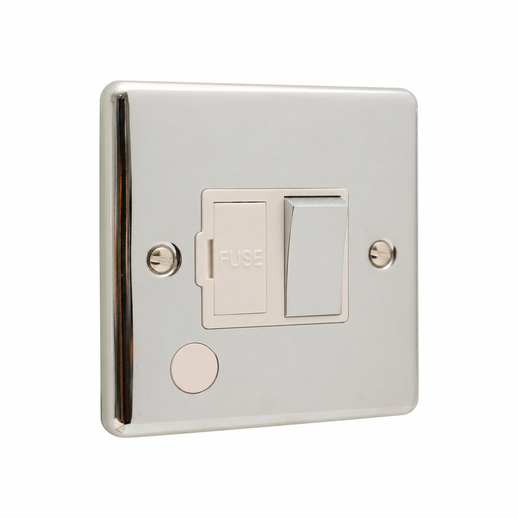 Polished Chrome 13A Switched Fuse Spur - W38PCW