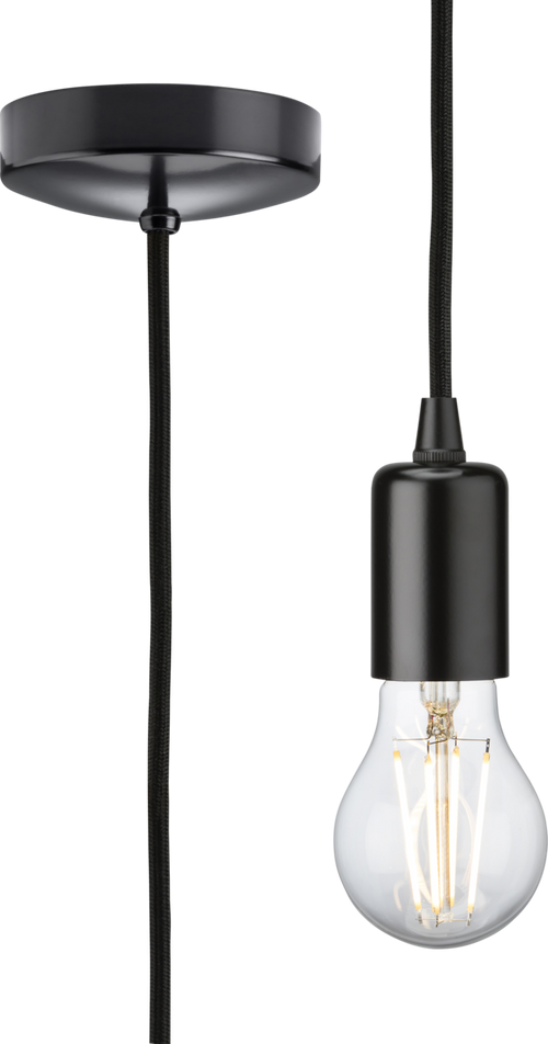 1.8m E27 Contemporary Pendant Set - Matt Black image 0