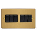 Brushed Brass 6-Gang 10A 1- or 2-Way Rocker Switch Double Plate XDE96B.BB image 0