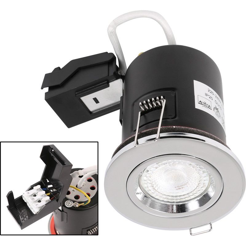 Polished Chrome Fixed Fire Rated Downlight GU10 IP20 with Quick Connectors VUEP543 image 0