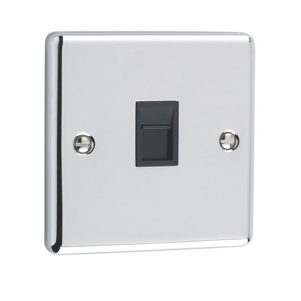 Polished Chrome 1 Gang RJ45 Socket - W62PCB image 0