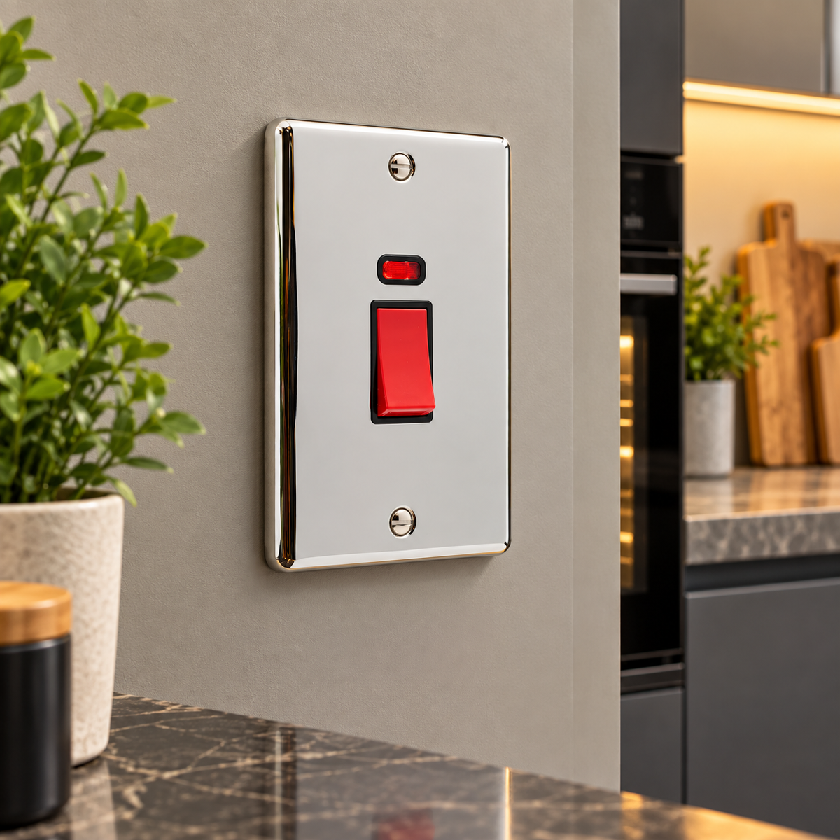 Polished Chrome 45A Double Vertical Cooker Switch - W40PCB