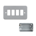 Metal Clad 4 Gang Grid Plate and 40mm Back Box MC-G4 image 0
