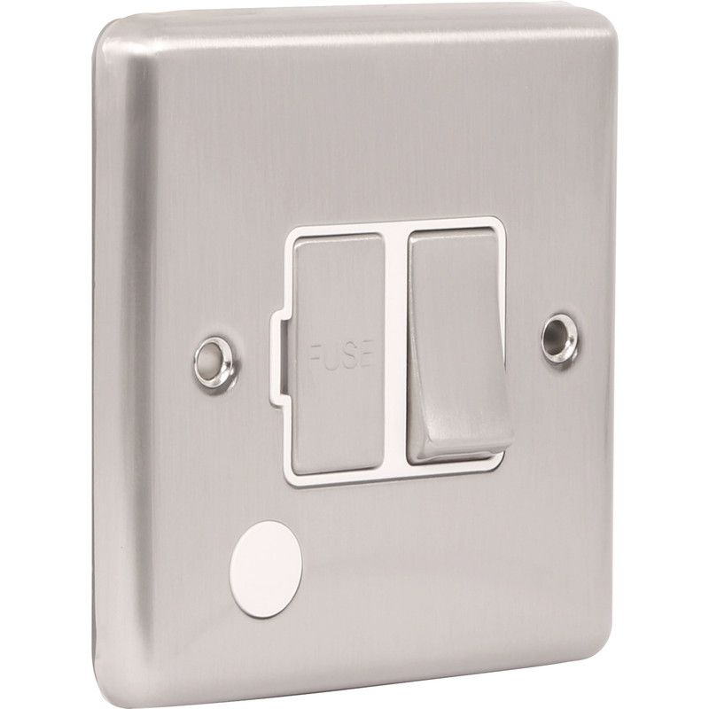 Brushed Steel 13A Switched Fuse Spur W38BSW image 0