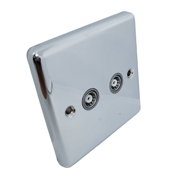 Polished Chrome 2 Gang TV Coaxial Outlet – W43PCG image 0