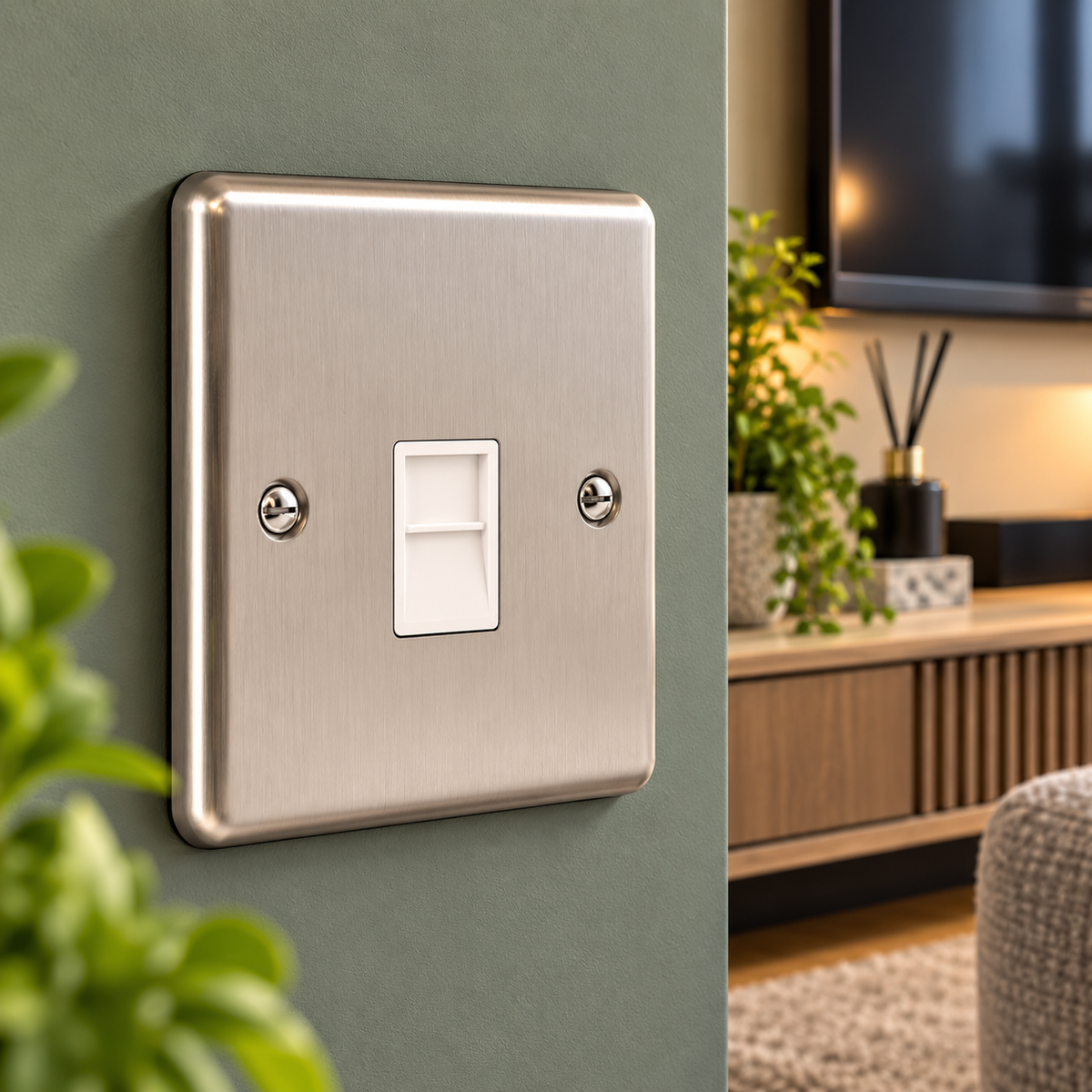 Windsor Brushed Steel Telephone BT Slave Socket W44BSW