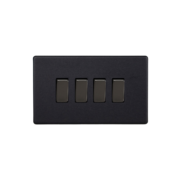 Matt Black Urban Screwless 4 Gang 2 Way Switch XDY9S.MB image 0