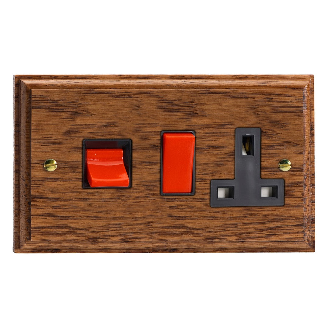 Varilight Kilnwood 45A Cooker Panel with 13A Double Pole Switched Socket - XK45PMOB image 0