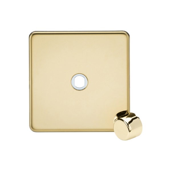 Polished Brass 1G Dimmer Plate with Matching Metal Dimmer Cap - SF1DIMPB image 0